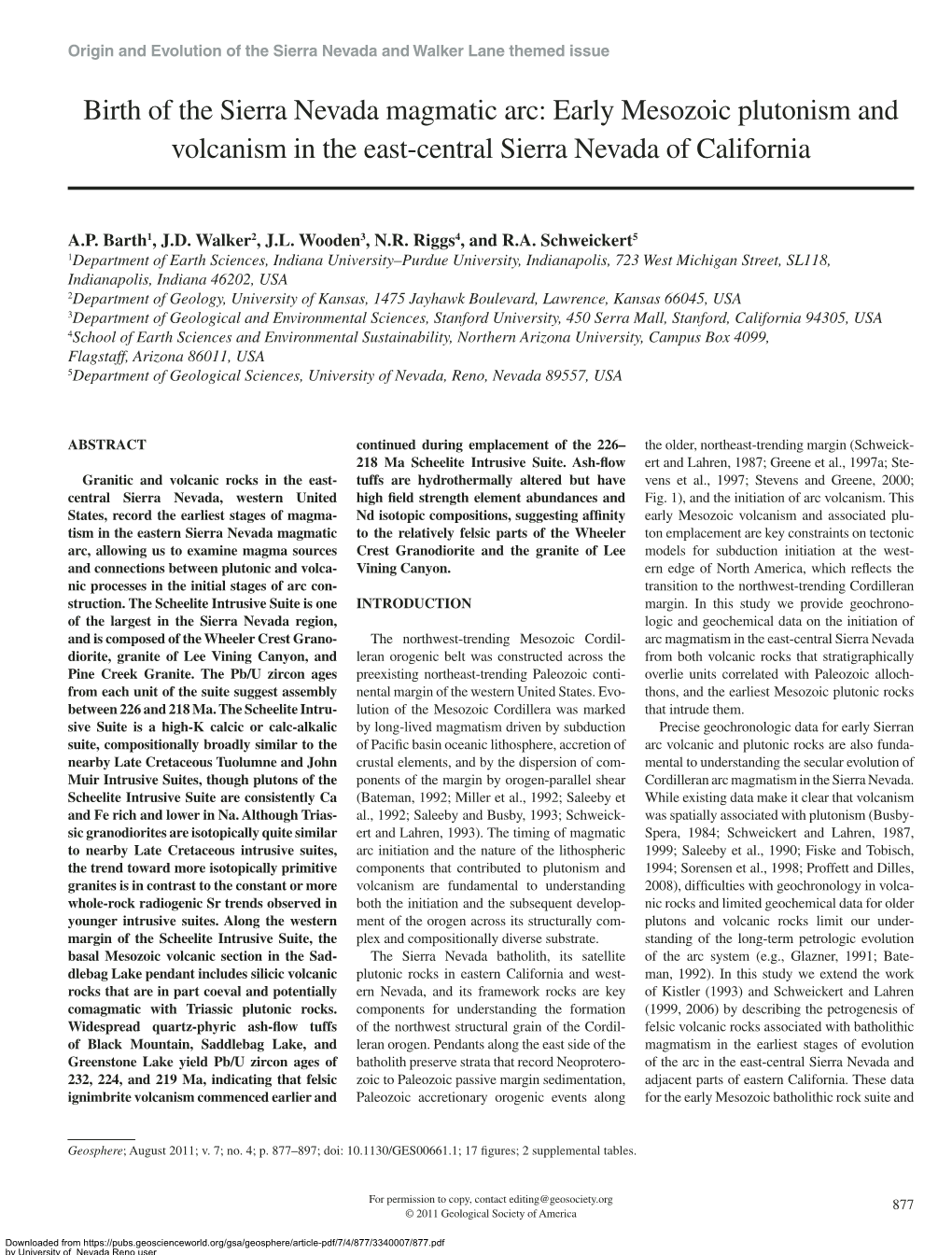 Birth of the Sierra Nevada Magmatic Arc: Early Mesozoic Plutonism and Volcanism in the East-Central Sierra Nevada of California