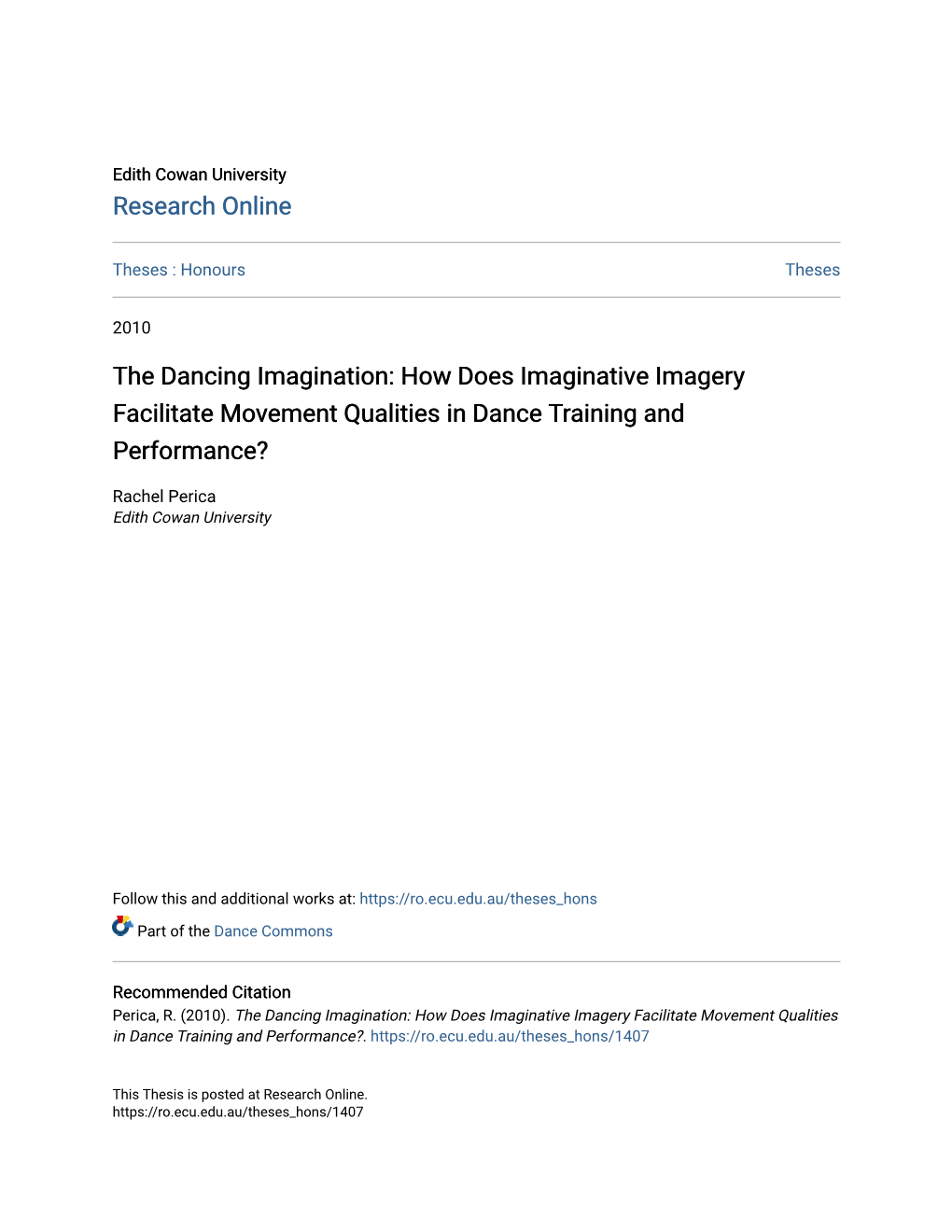 The Dancing Imagination: How Does Imaginative Imagery Facilitate Movement Qualities in Dance Training and Performance?