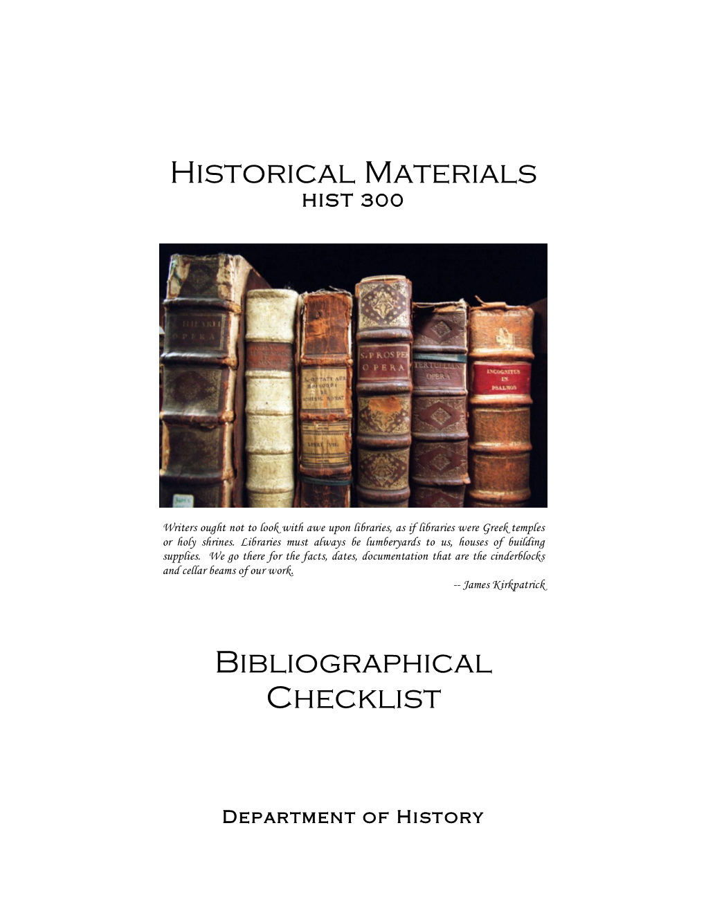 Bibliographical Checklist