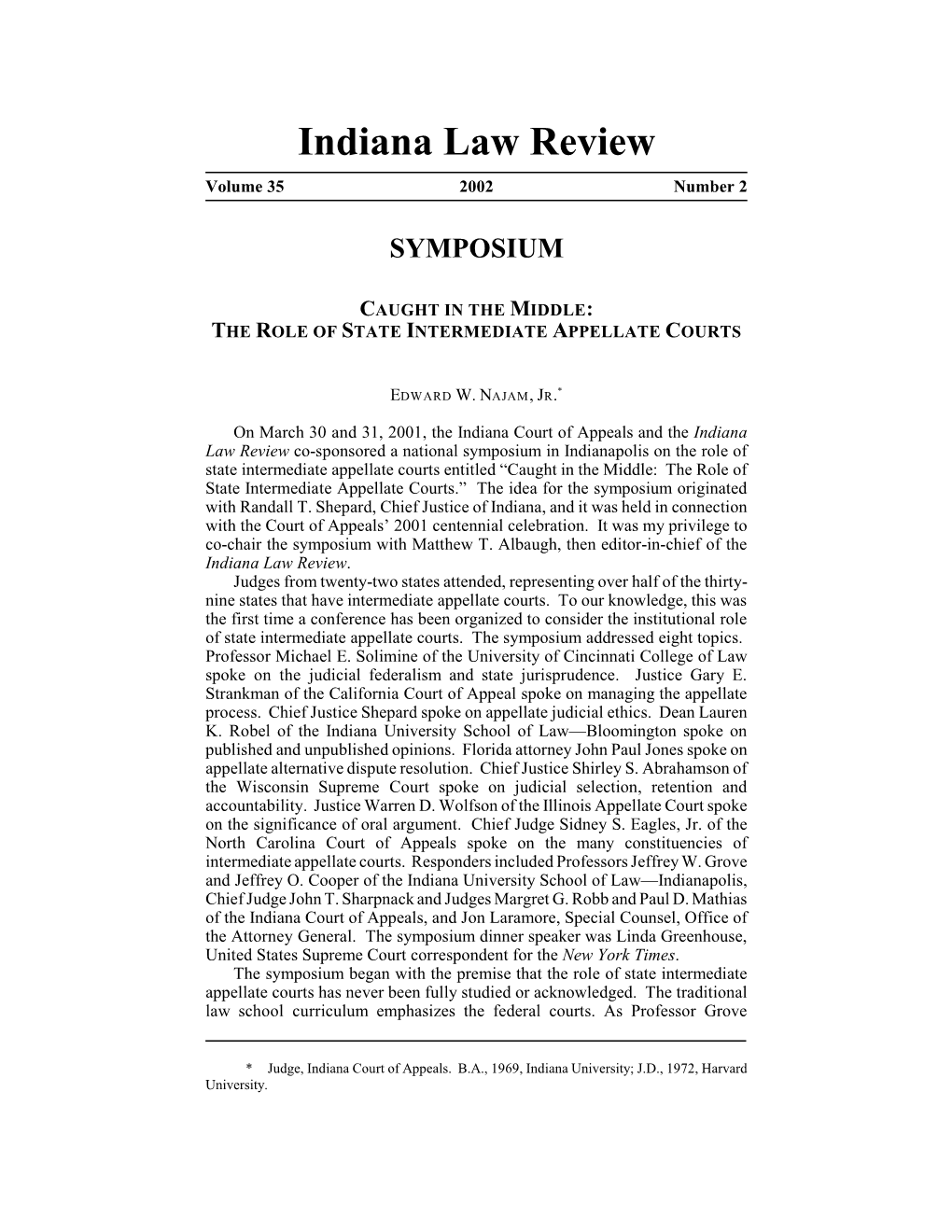 Indiana Law Review Volume 35 2002 Number 2