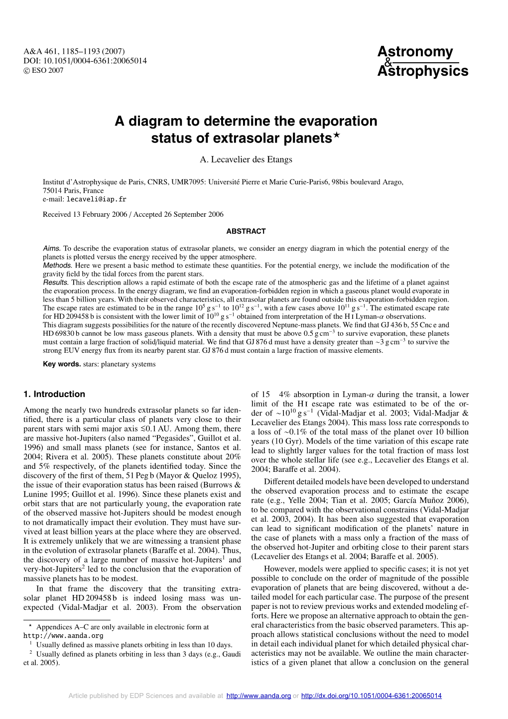 Lecavelier Des Etangs, A. 2004, Extrasolar Planets: Today Laughlin, G., Wolf, A., Vanmunster, T., Et Al