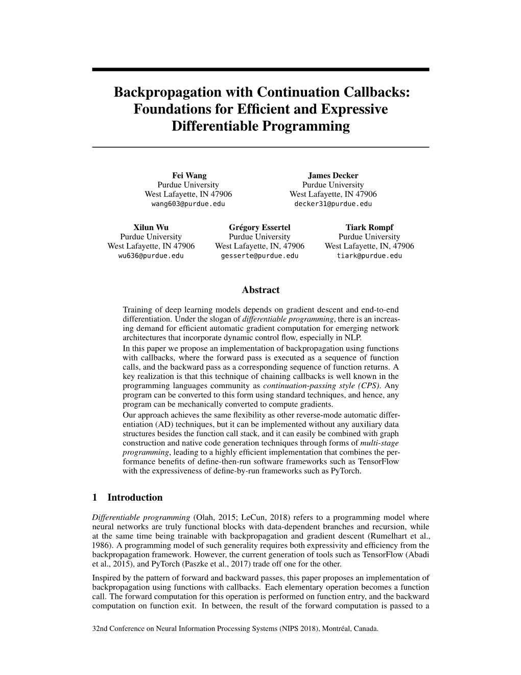 Backpropagation with Continuation Callbacks: Foundations for Efficient