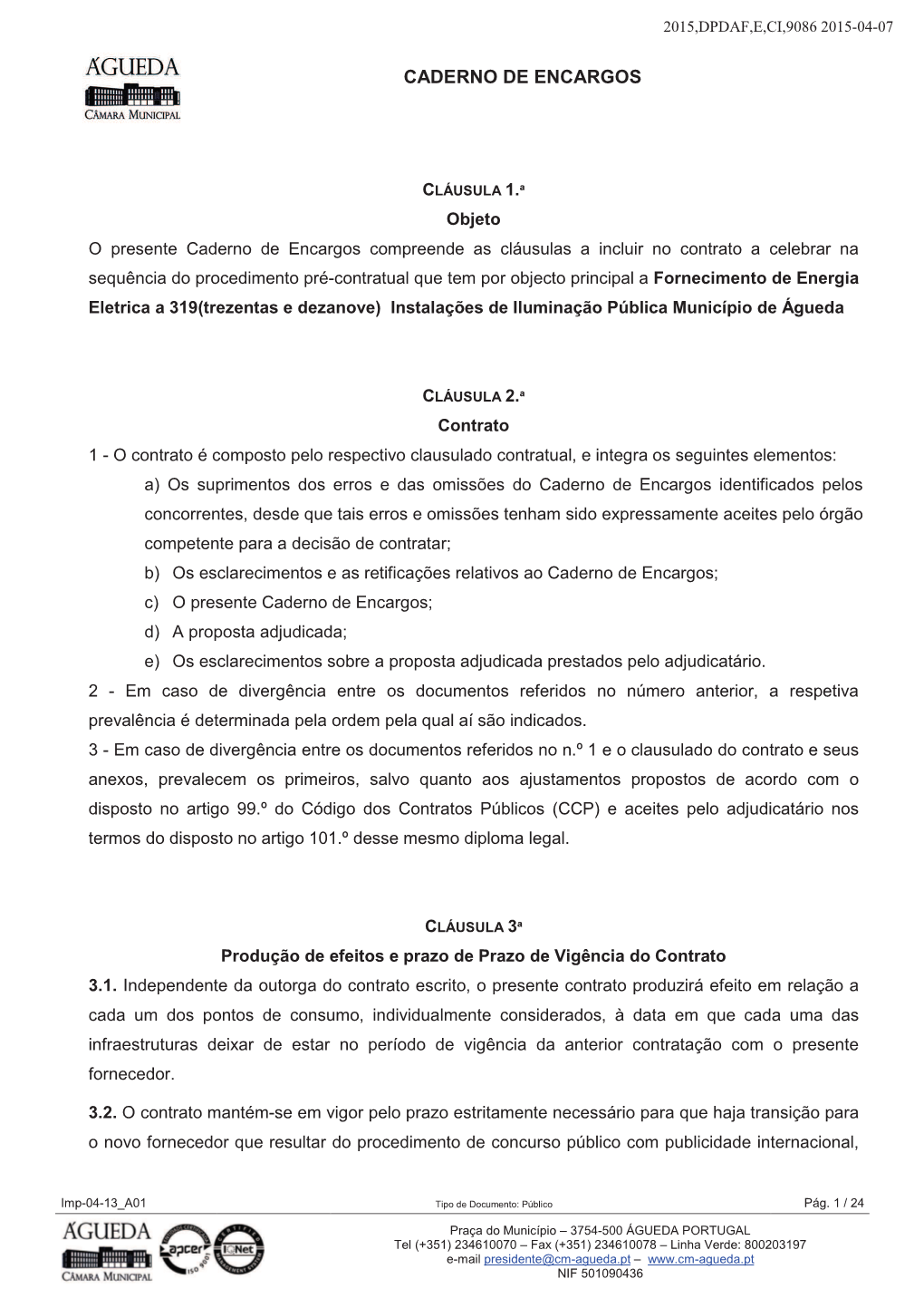 Caderno De Encargos