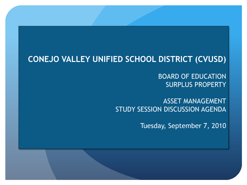 Conejo Valley Unified School District (Cvusd)