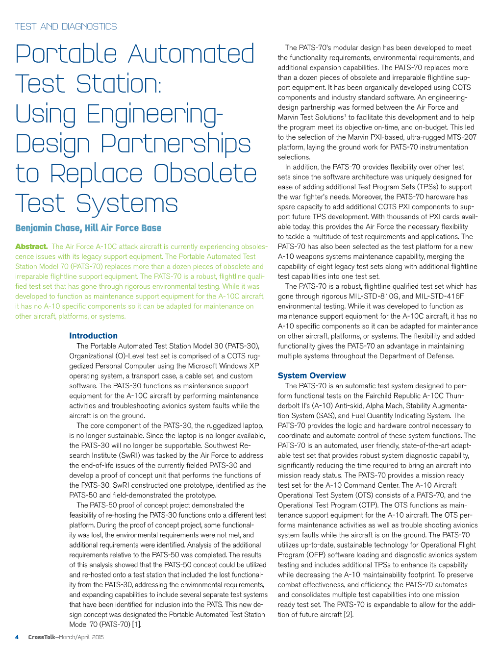 Portable Automated Test Station: Using Engineering- Design