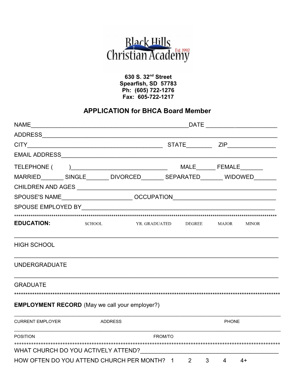 Black Hills Christian Academy