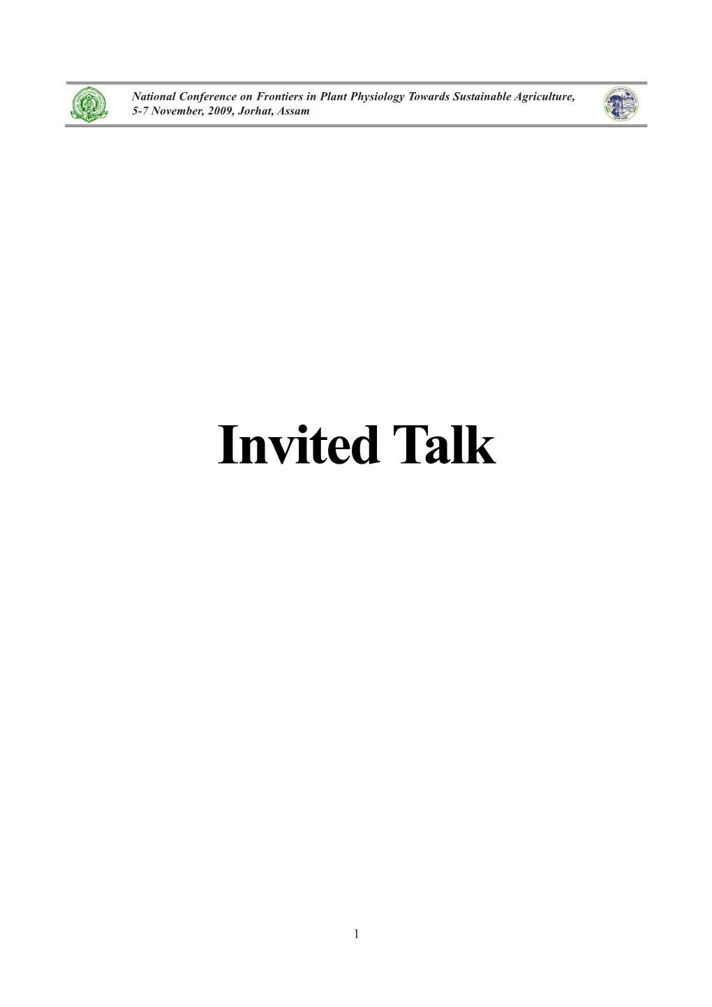 Invited Talk