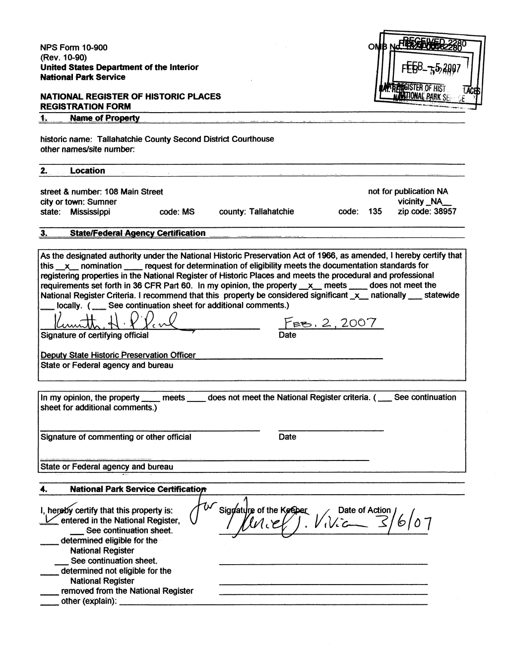 National Register of Historic Places Registration Form L