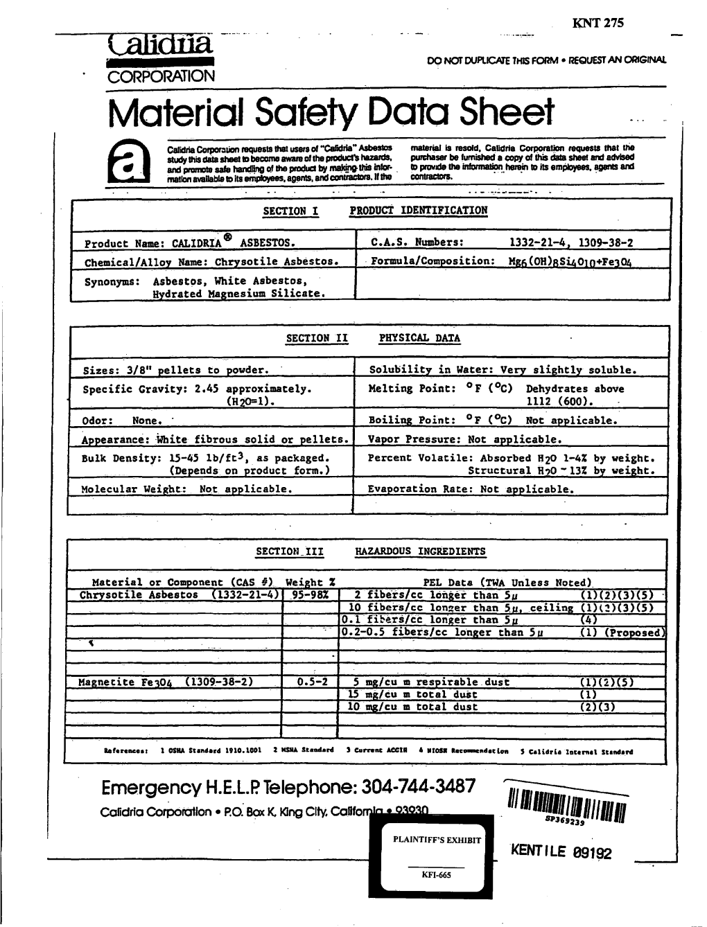 Material Safety Data Sheet