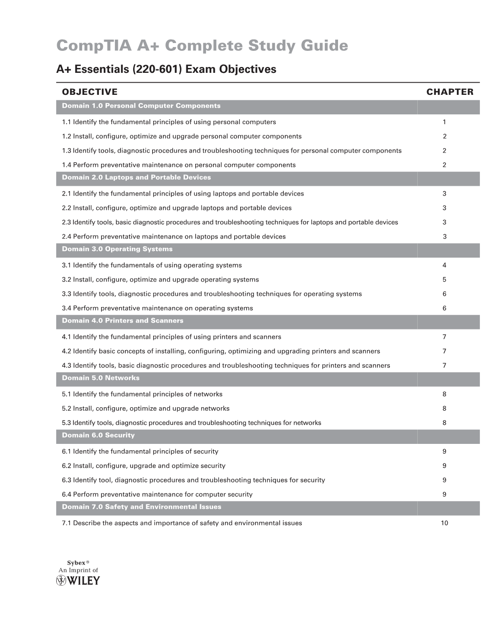 Comptia A+ Complete Study Guide A+ Essentials (220-601) Exam Objectives