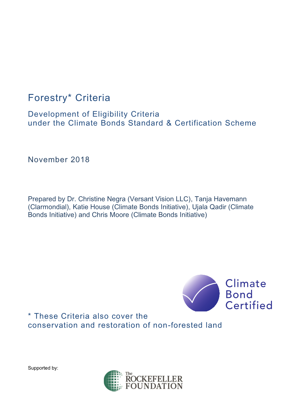 Forestry Criteria Background Paper