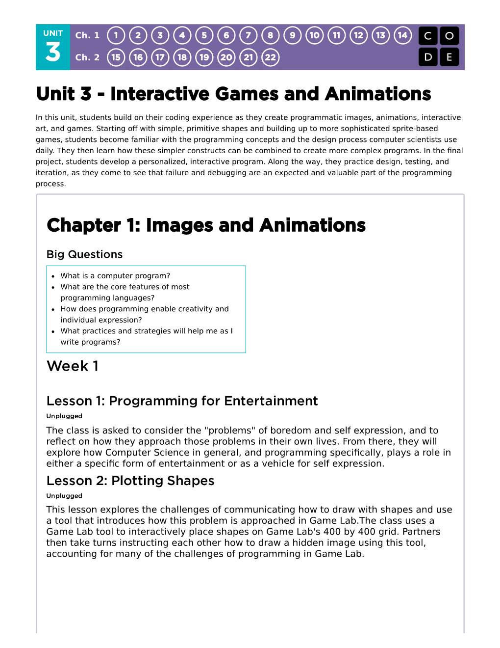 Unit 3 - Interactive Games and Animations