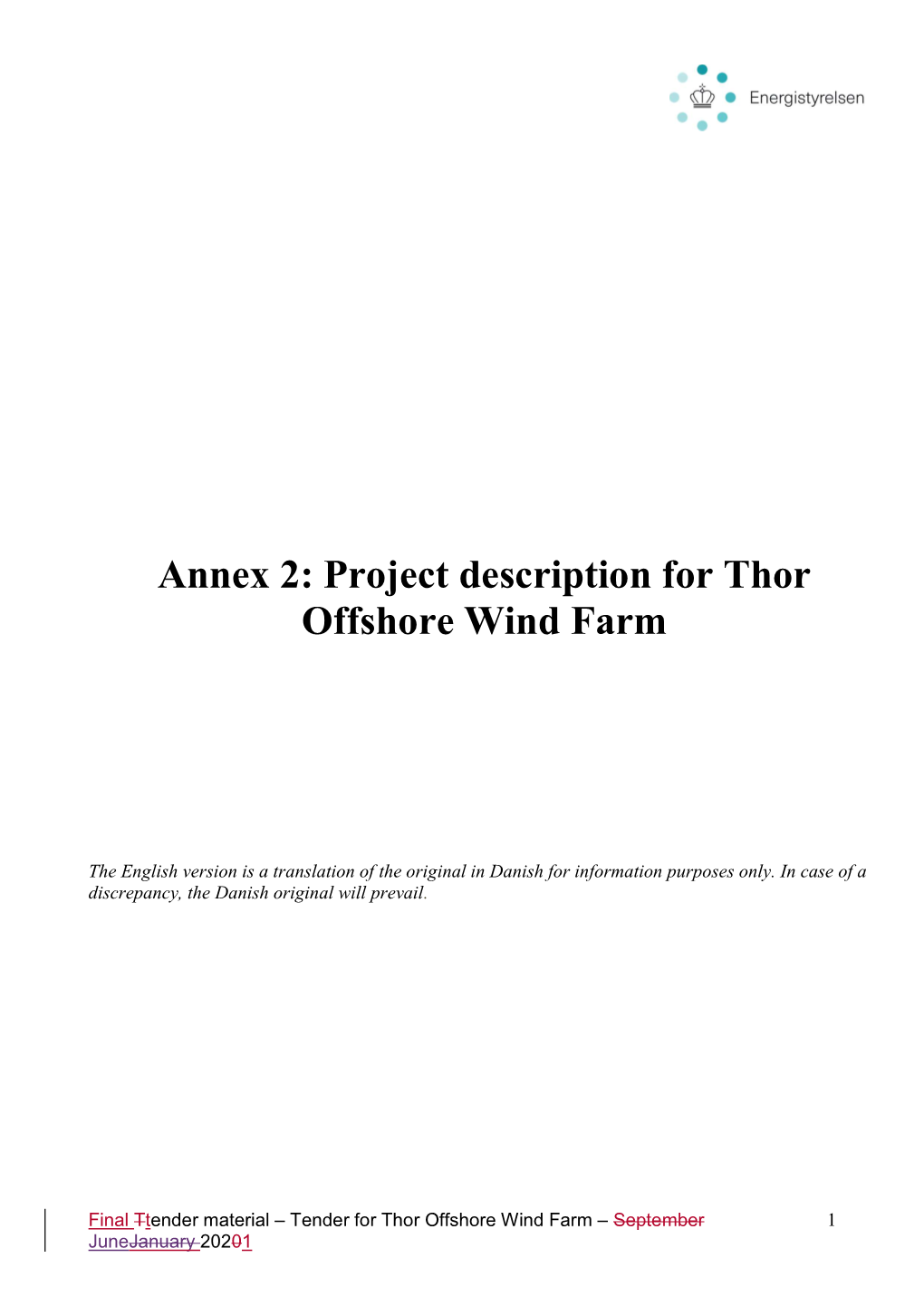 Annex 2: Project Description for Thor Offshore Wind Farm