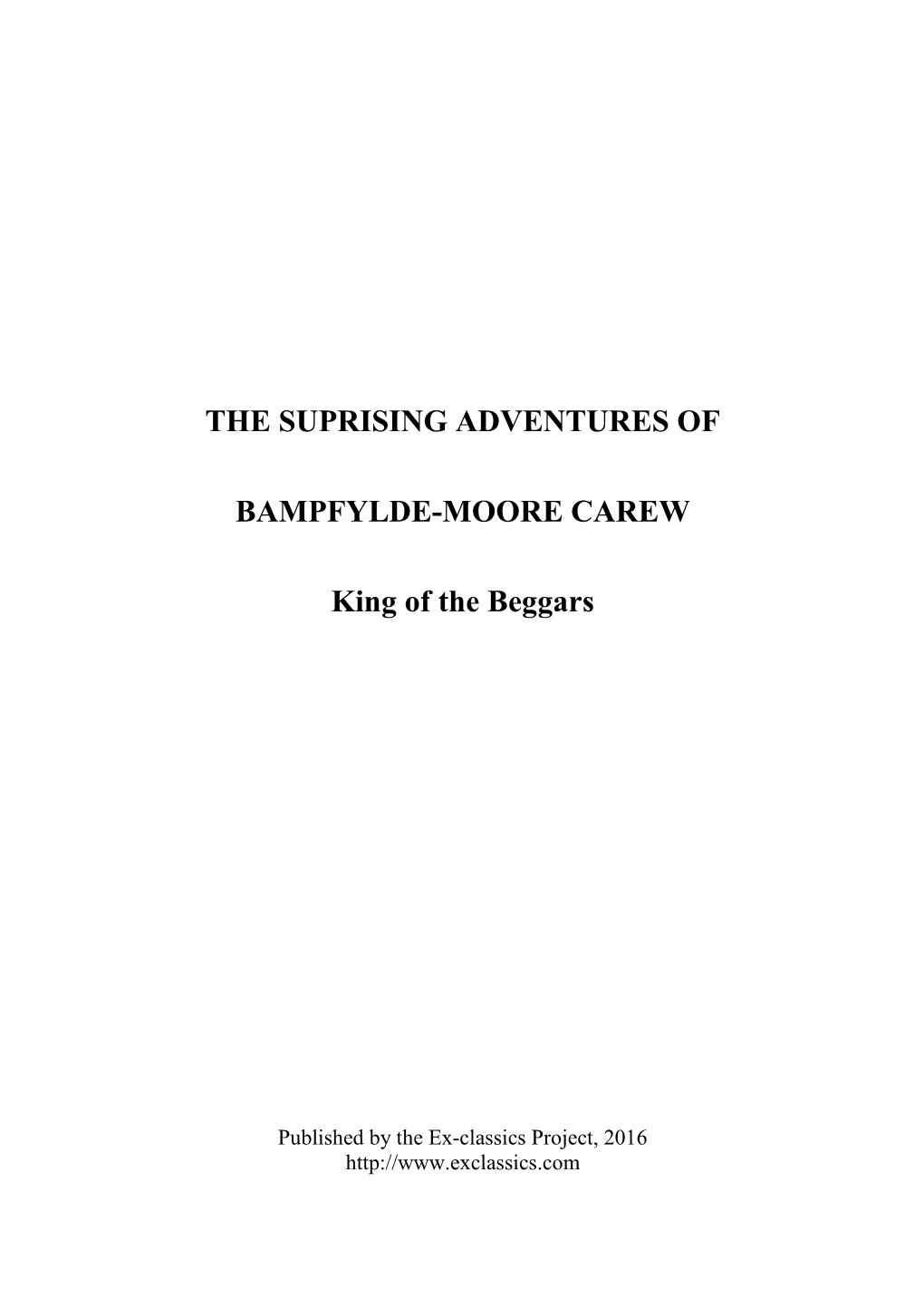 The Suprising Adventures of Bampfylde-Moore Carew