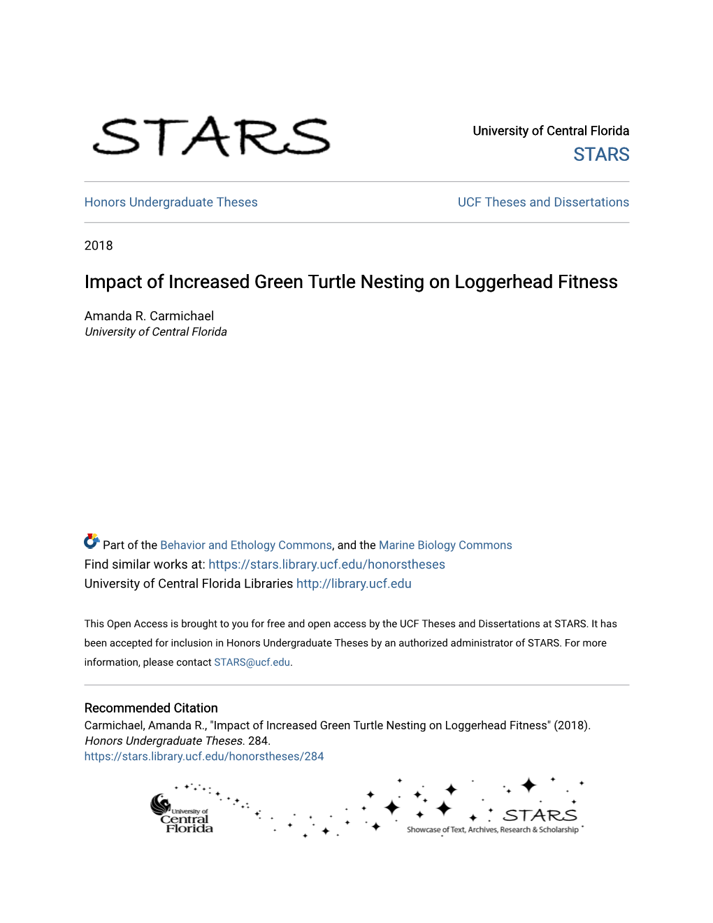 Impact of Increased Green Turtle Nesting on Loggerhead Fitness