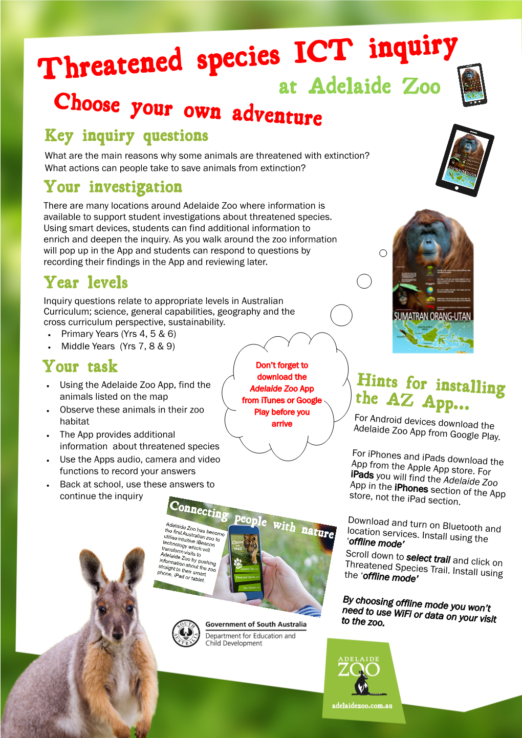 Threatened Species ICT Inquiry at Adelaide Zoo Choose Your Own Adventure