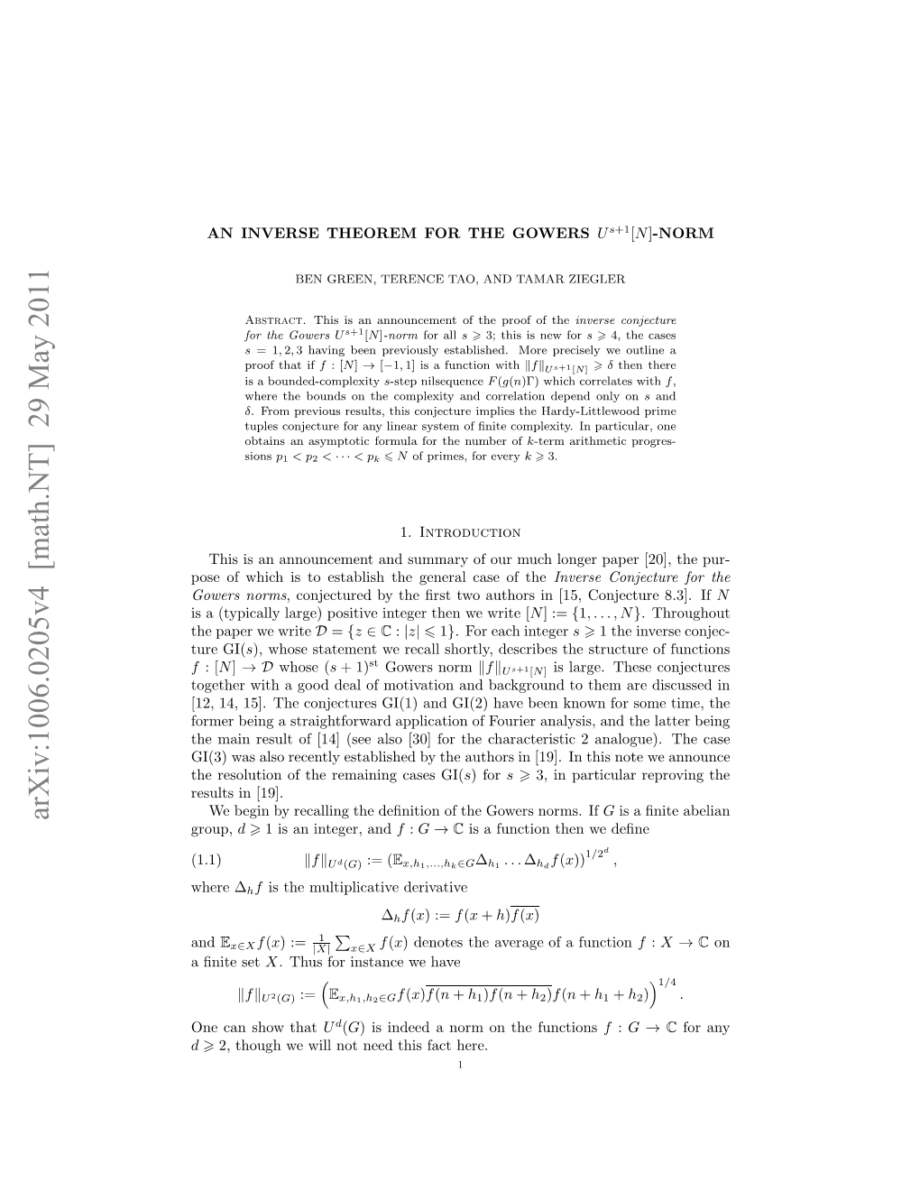 Arxiv:1006.0205V4 [Math.NT]