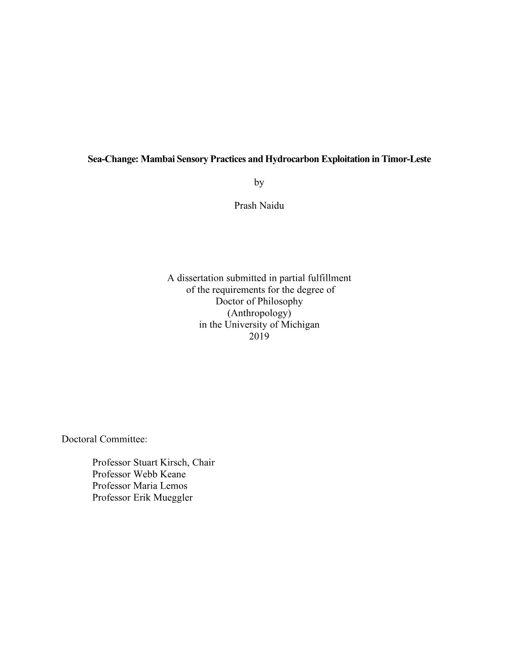 Sea-Change: Mambai Sensory Practices and Hydrocarbon Exploitation in Timor-Leste