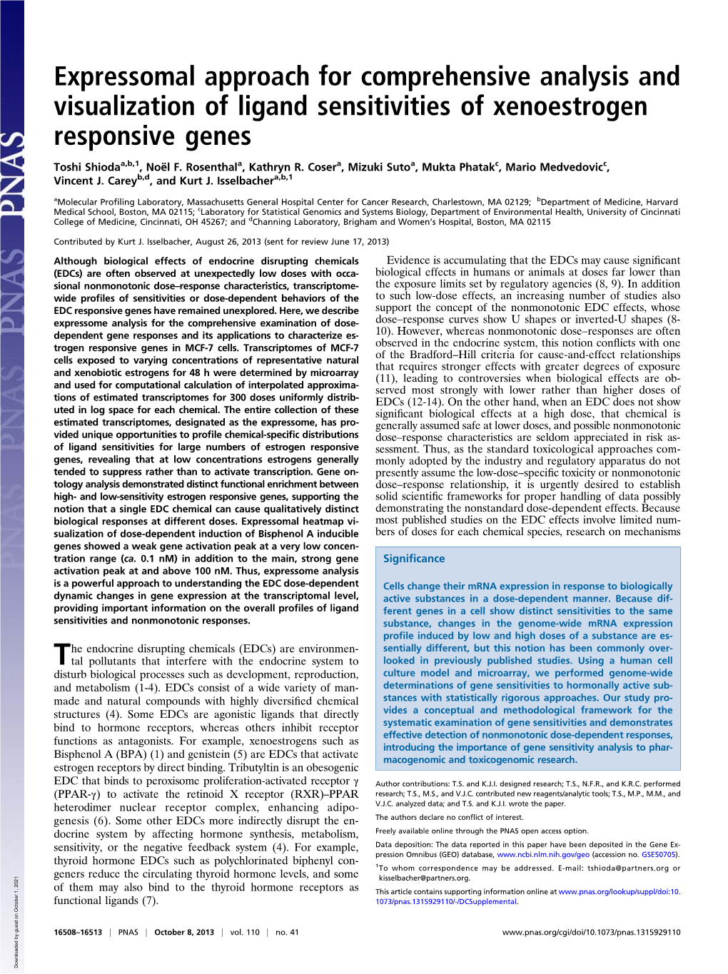 Expressomal Approach for Comprehensive Analysis and Visualization of Ligand Sensitivities of Xenoestrogen Responsive Genes