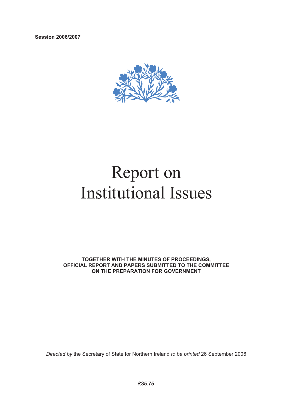 Report on Institutional Issues