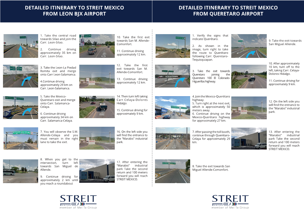 Detailed Itinerary to Streit Mexico from Leon Bjx Airport from Queretaro Airport