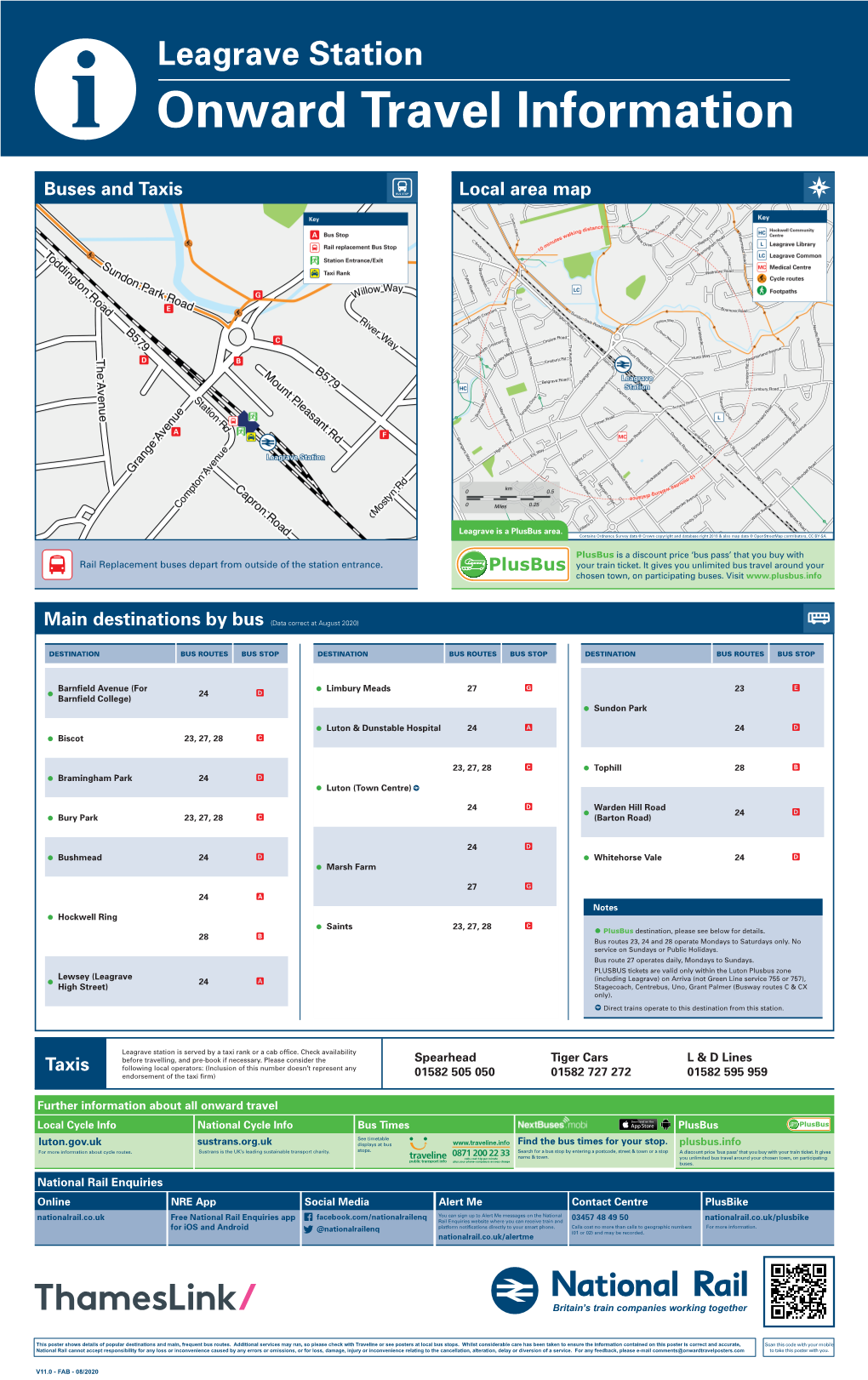 Leagrave Station I Onward Travel Information Buses and Taxis Local Area Map