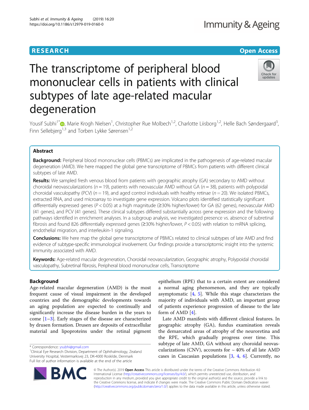 The Transcriptome of Peripheral Blood Mononuclear Cells in Patients With