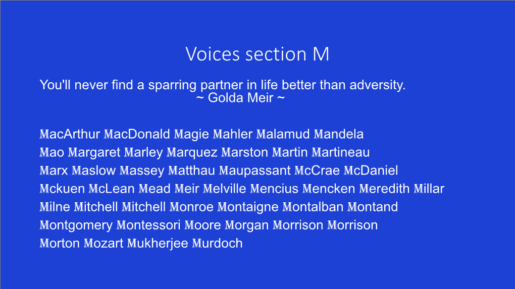 Voices Section M