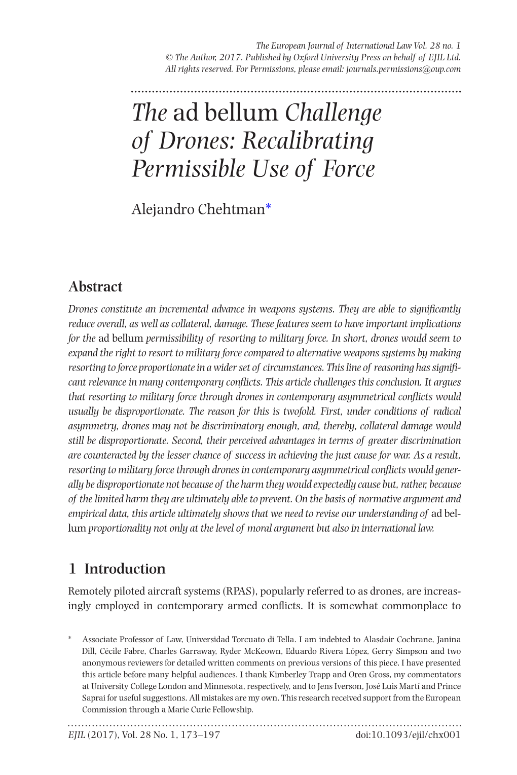 The Ad Bellum Challenge of Drones: Recalibrating Permissible Use of Force