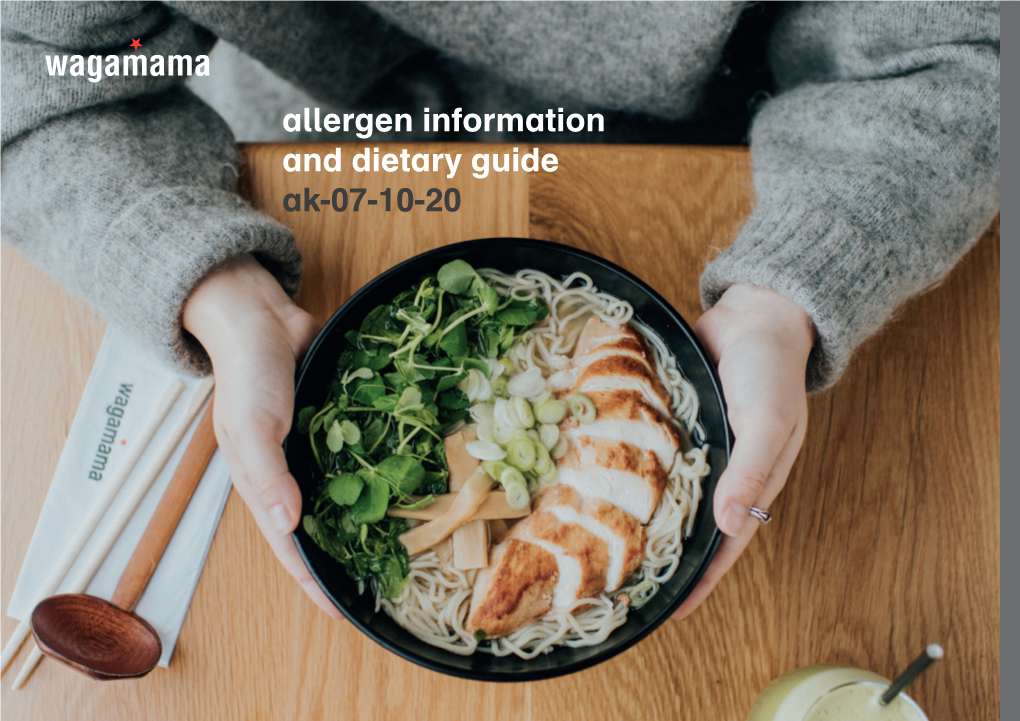 Allergen Information and Dietary Guide Ak-07-10-20 Allergens Note - Delivery Order