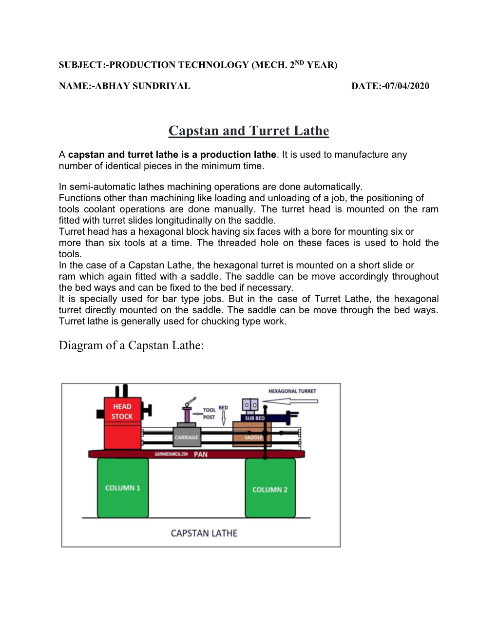 Capstan and Turret Lathe