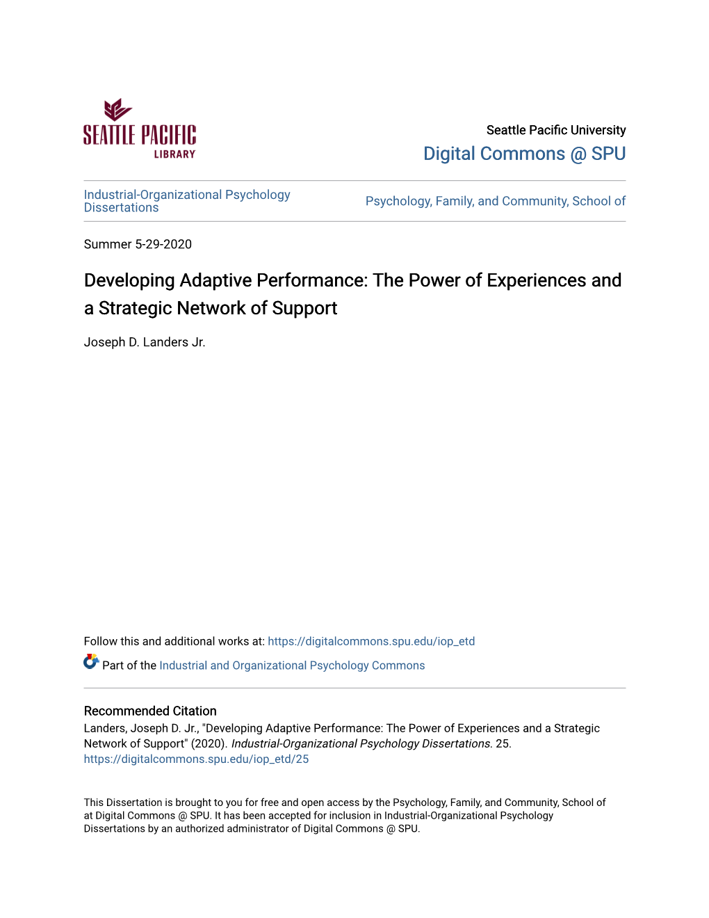 Developing Adaptive Performance: the Power of Experiences and a Strategic Network of Support