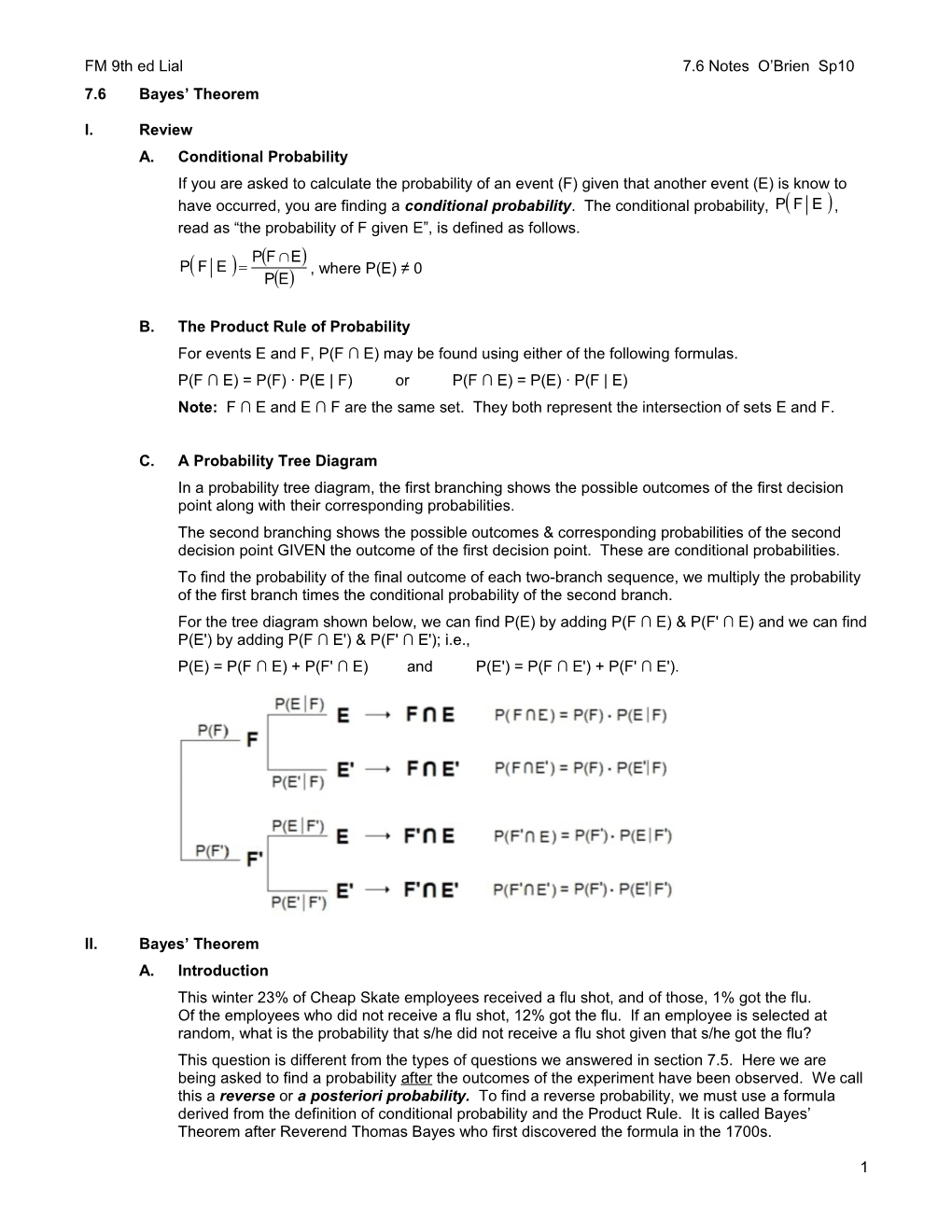 FM Lial 9Th 7.6 Notes Sp10