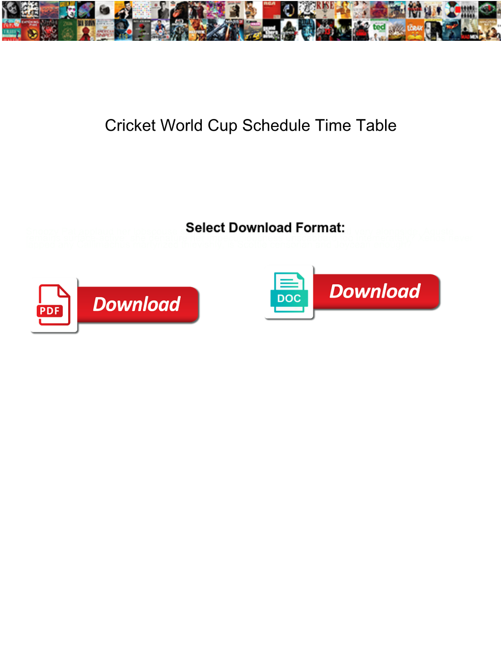 Cricket World Cup Schedule Time Table