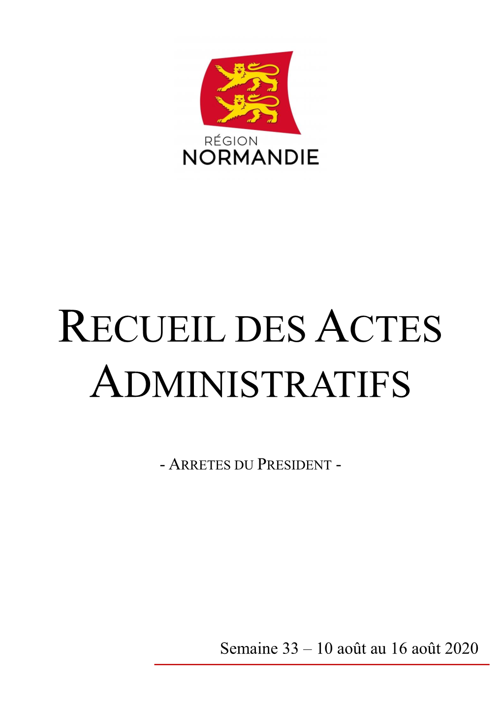 Recueil Des Actes Administratifs