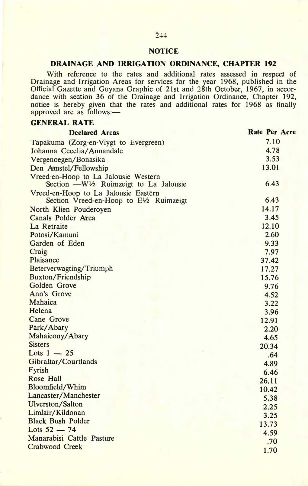 Notice Drainage and Irrigation Ordinance