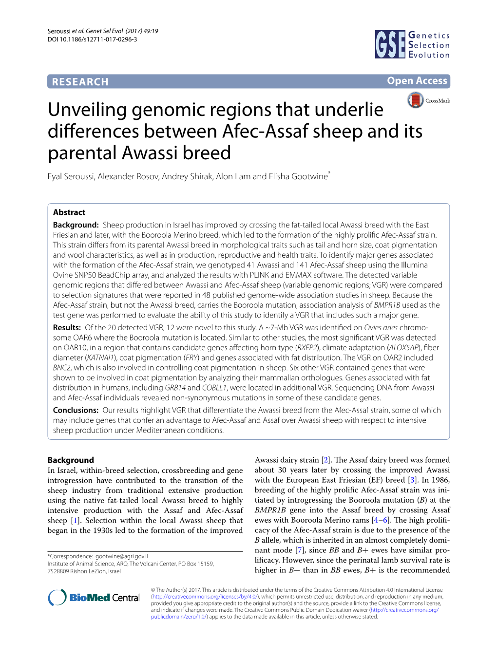 Unveiling Genomic Regions That Underlie Differences Between Afec-Assaf Sheep and Its Parental Awassi Breed