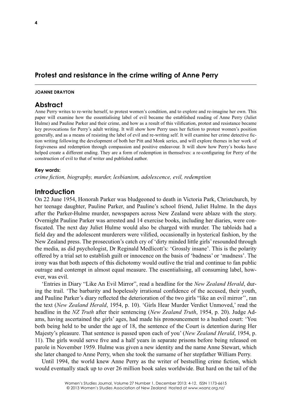 Protest and Resistance in the Crime Writing of Anne Perry Abstract