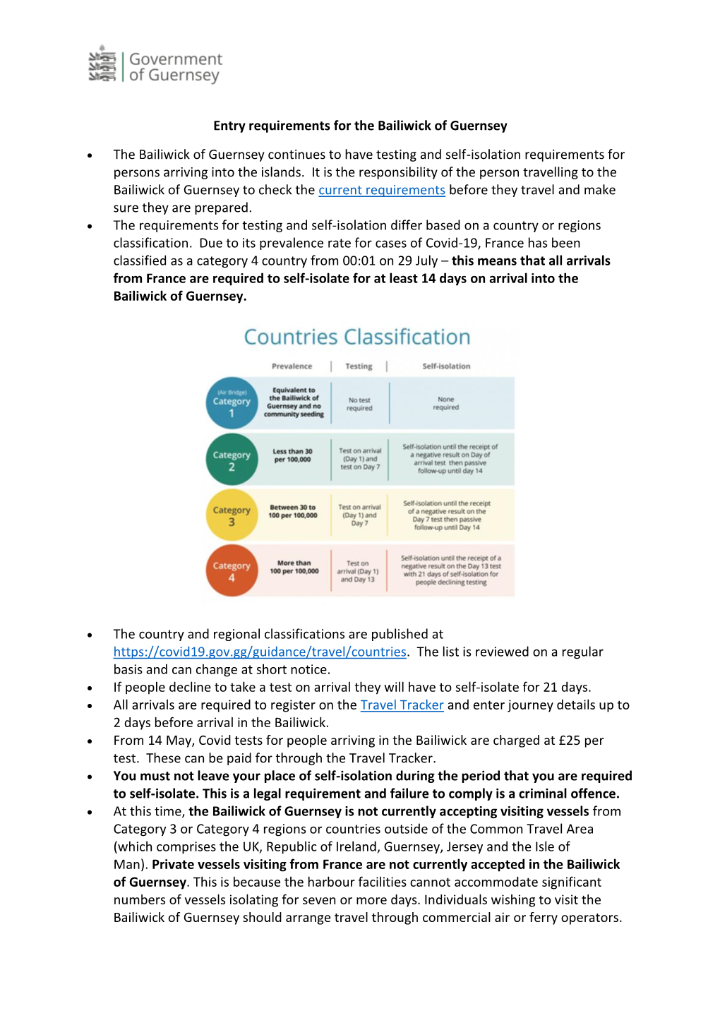 Entry Requirements for the Bailiwick of Guernsey