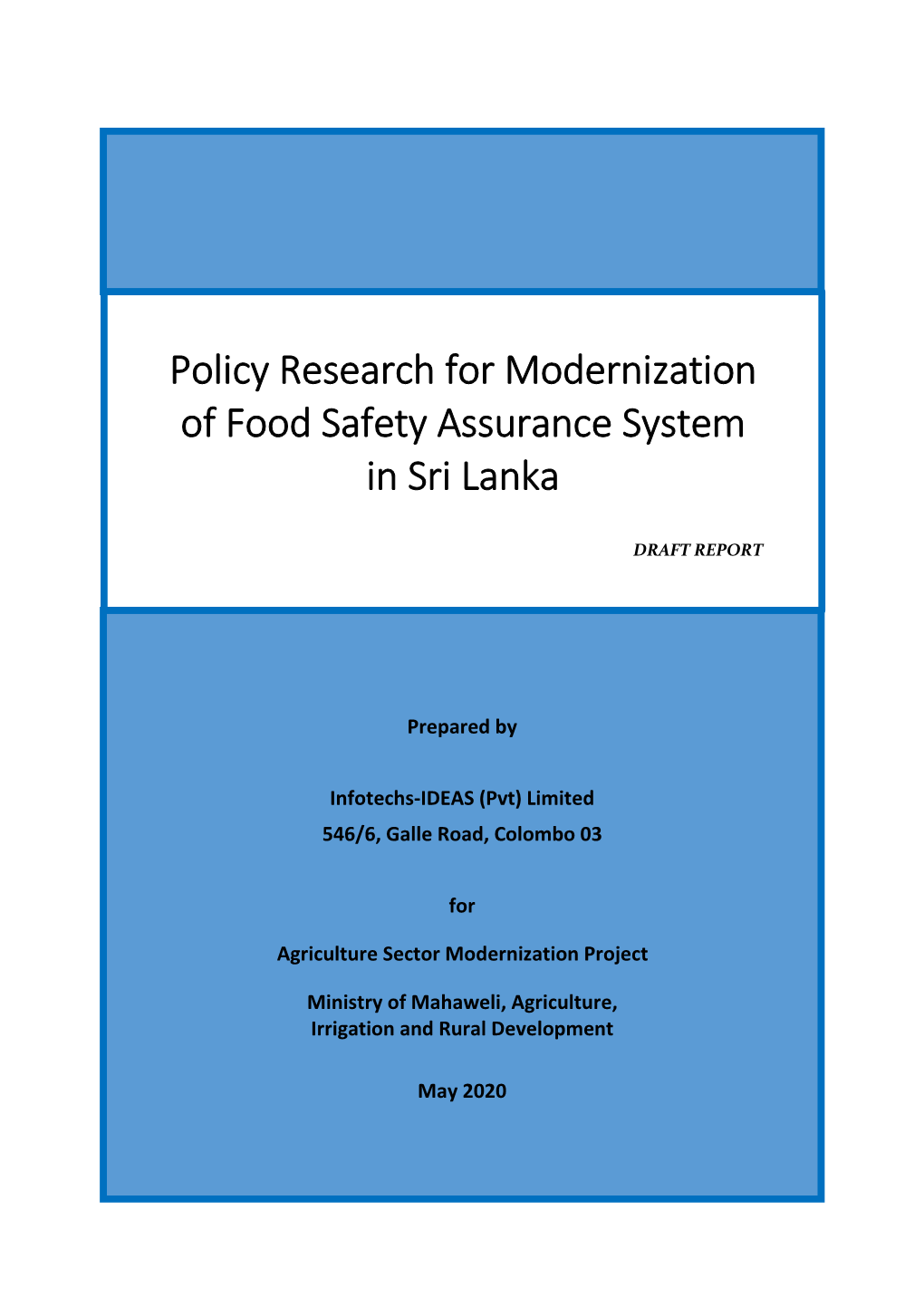 Policy Research for Modernization of Food Safety Assurance System in Sri Lanka