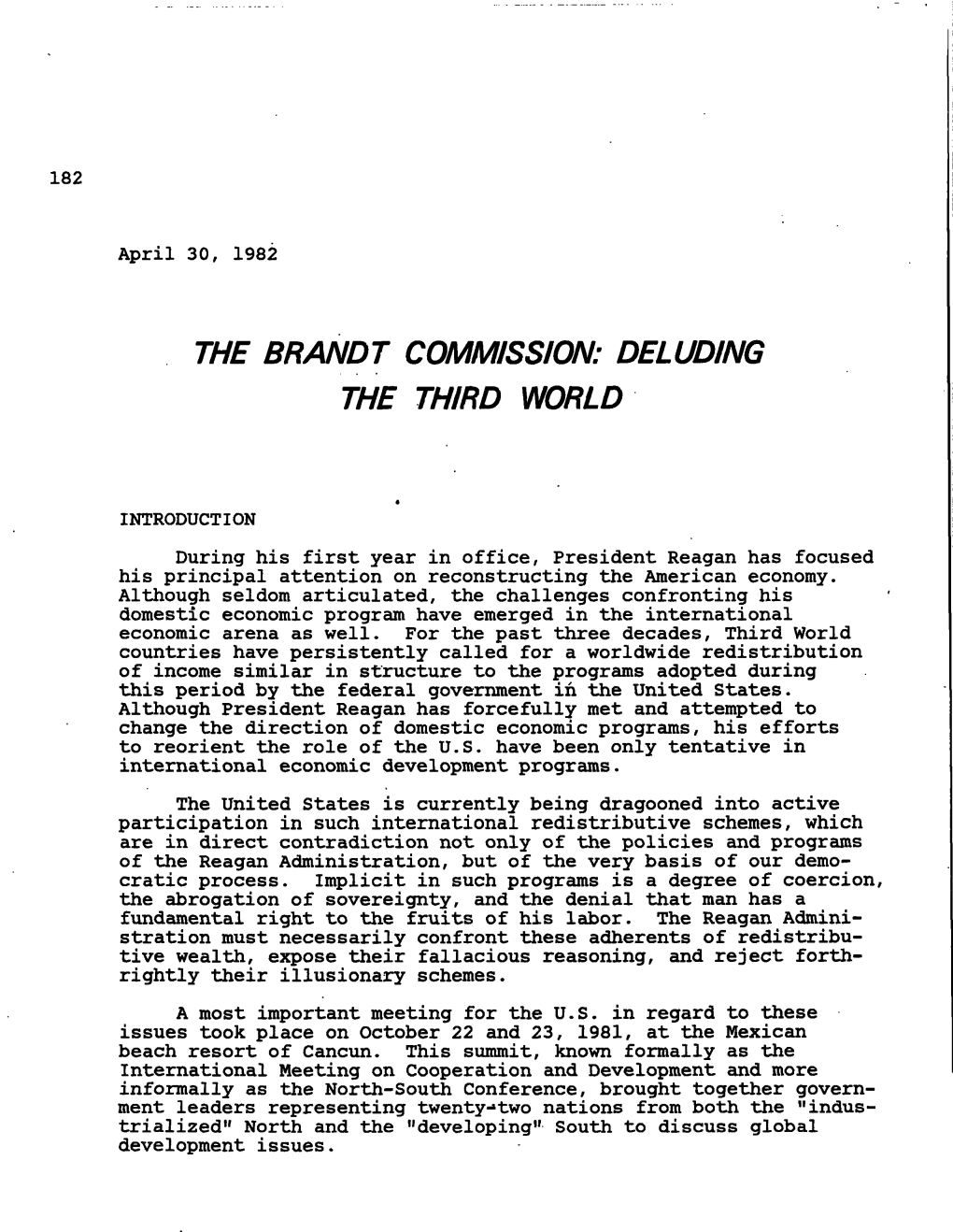 The Brandt Commission: Deluding the Third World