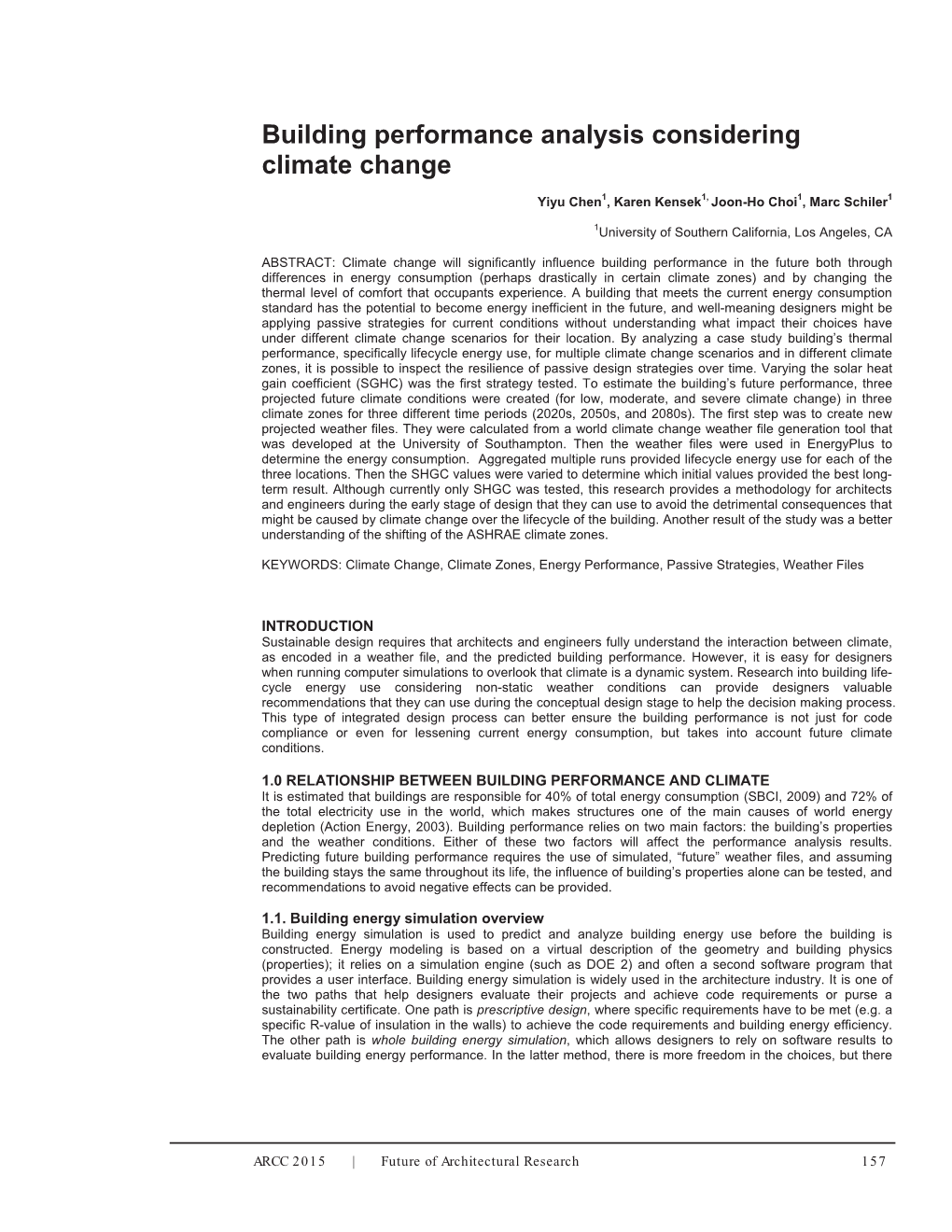 Building Performance Analysis Considering Climate Change