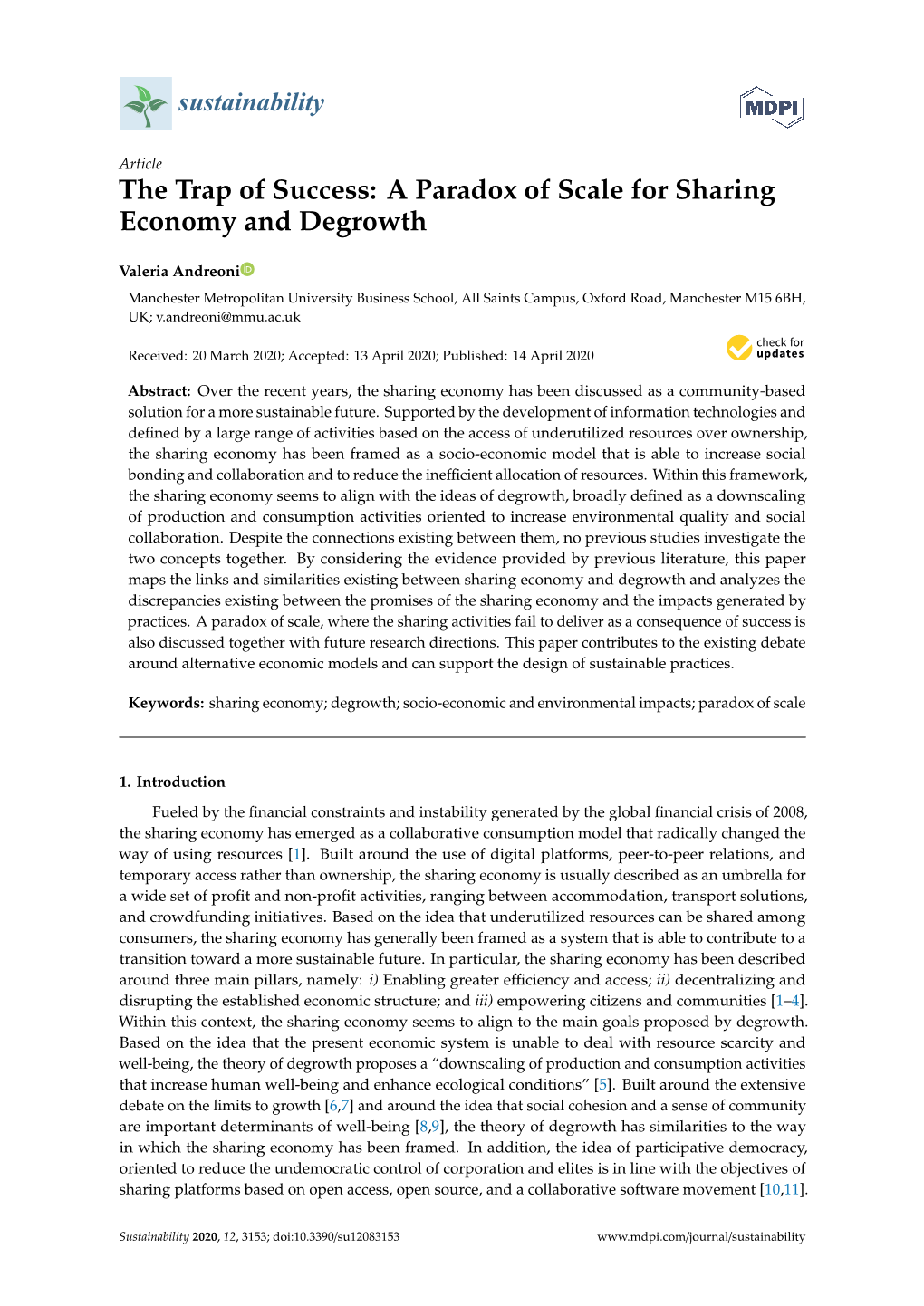 A Paradox of Scale for Sharing Economy and Degrowth