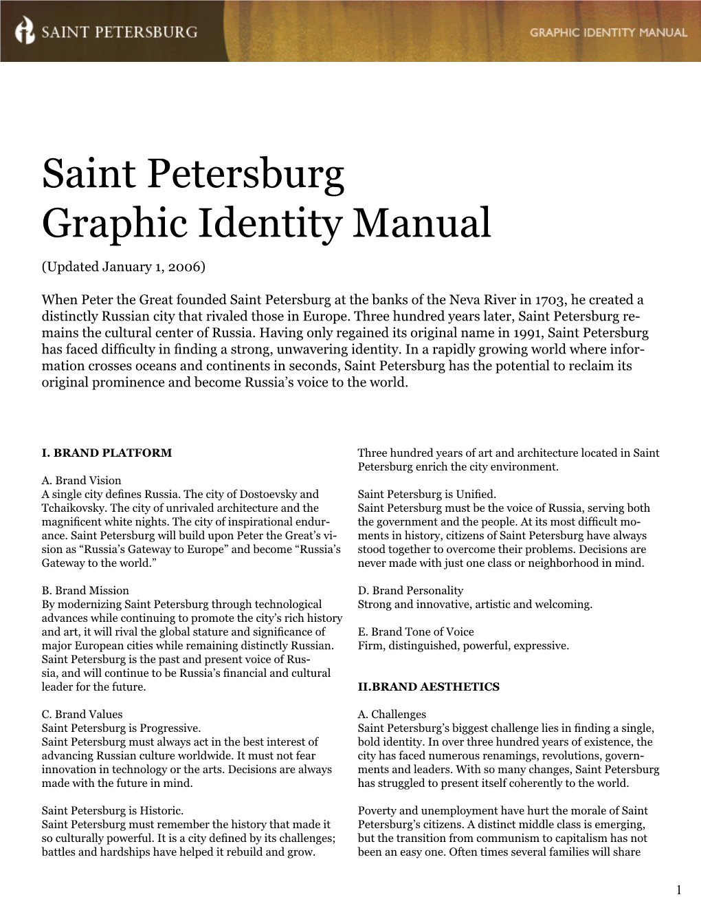 Saint Petersburg Graphic Identity Manual