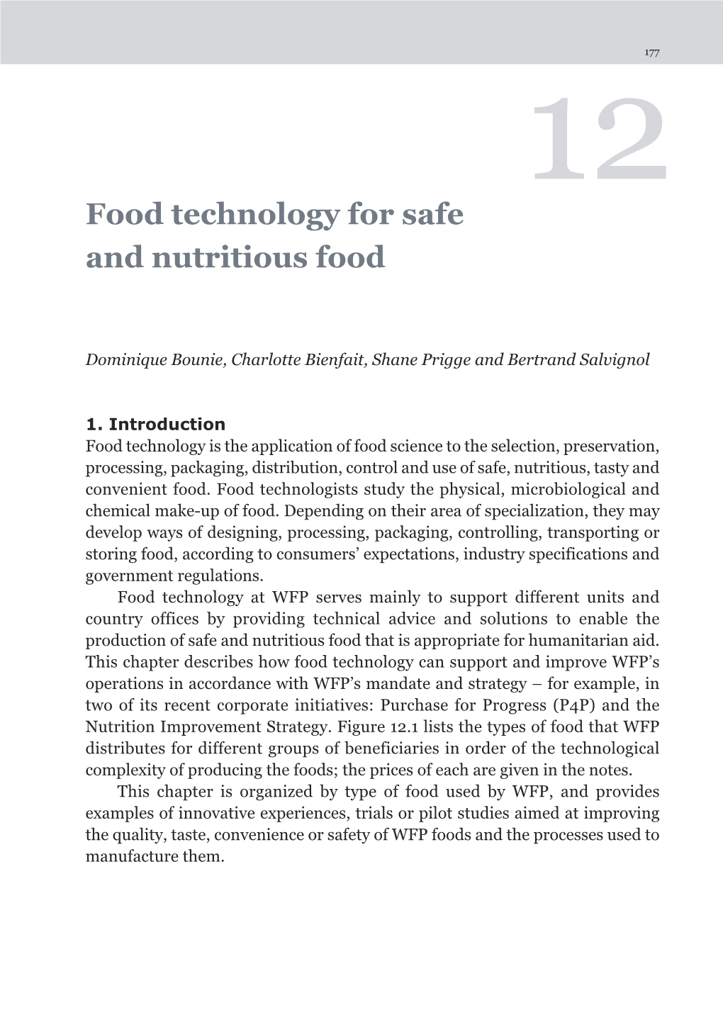 Food Technology for Safe and Nutritious Food