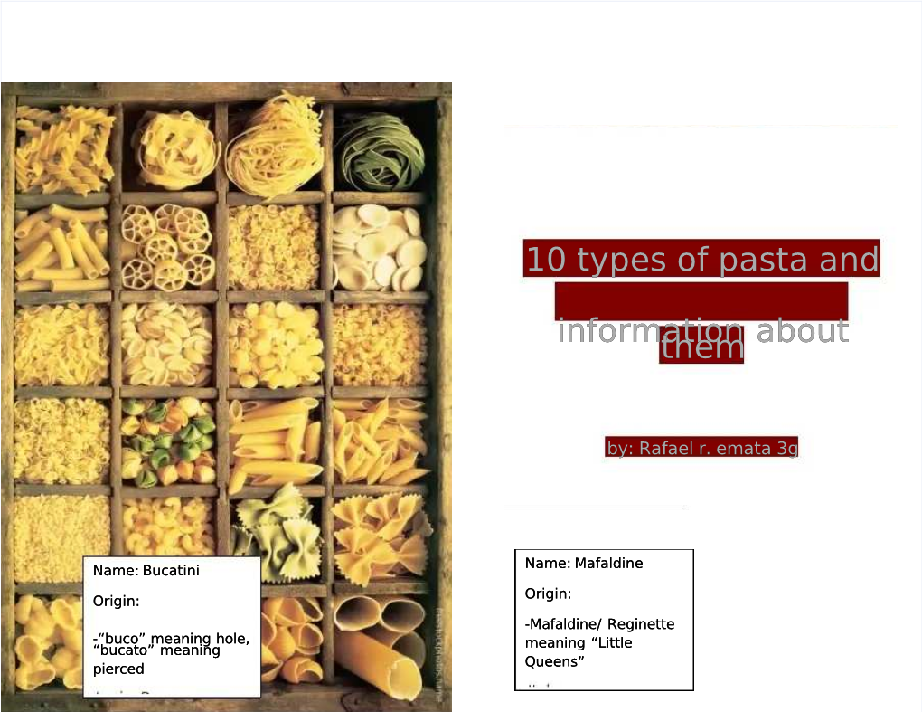 10 Types of Pasta and Information About Them