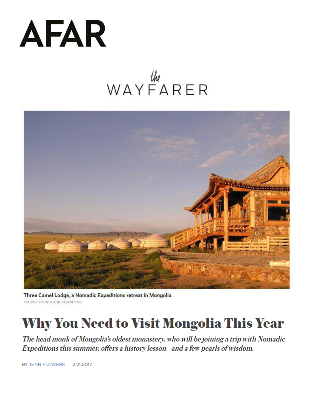 February 2017 Why You Need to Visit Mongolia