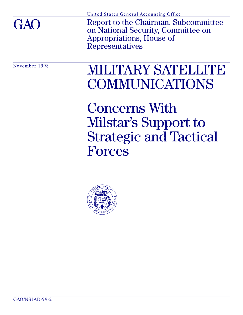 Concerns with Milstar's Support to Strategic and Tactical Forces