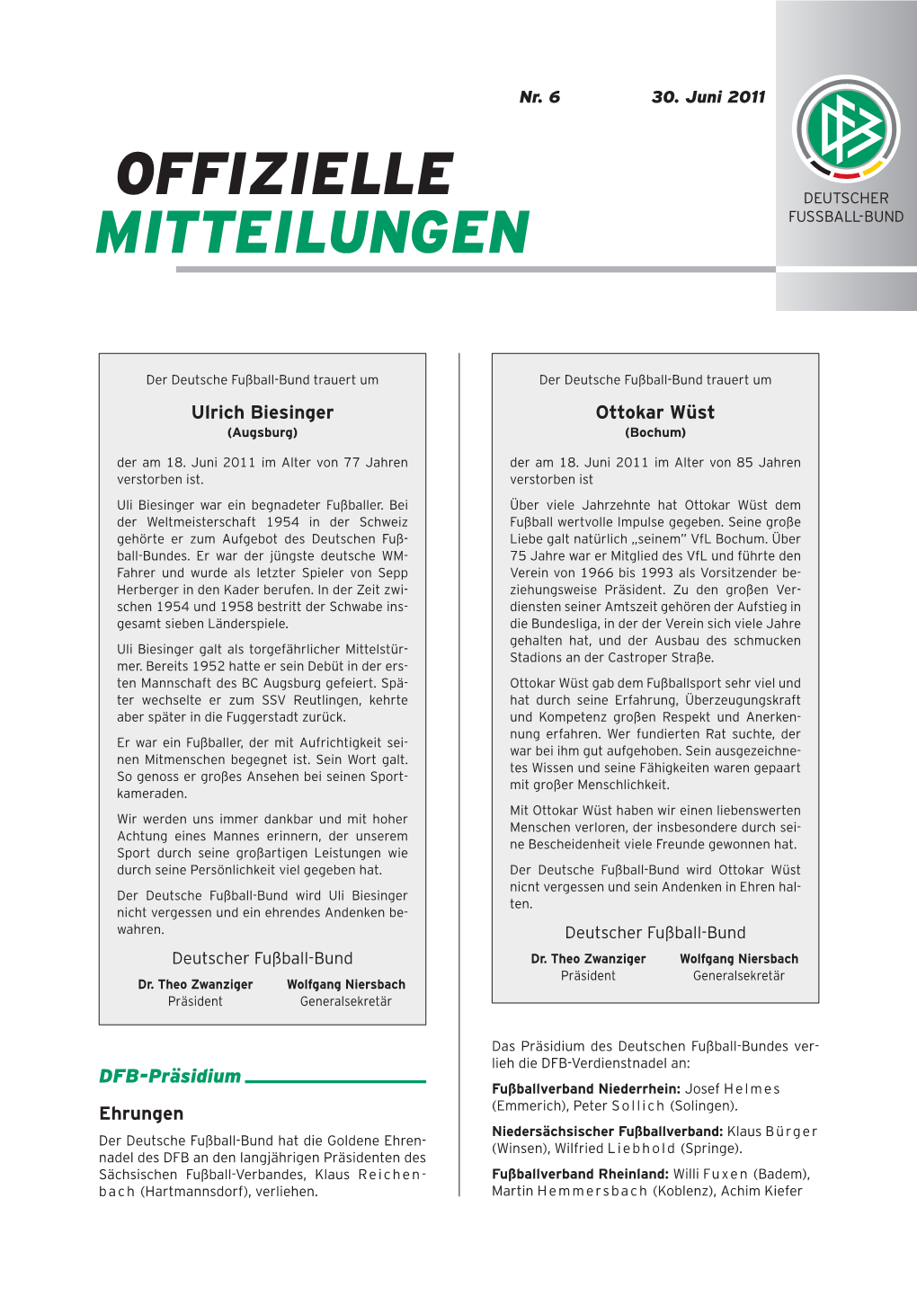 Offizielle Mitteilungen Nr. 6