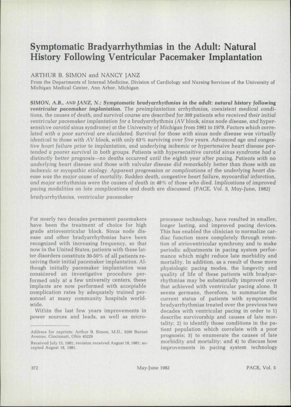 Natural History Following Ventricular Pacemaker Implantation